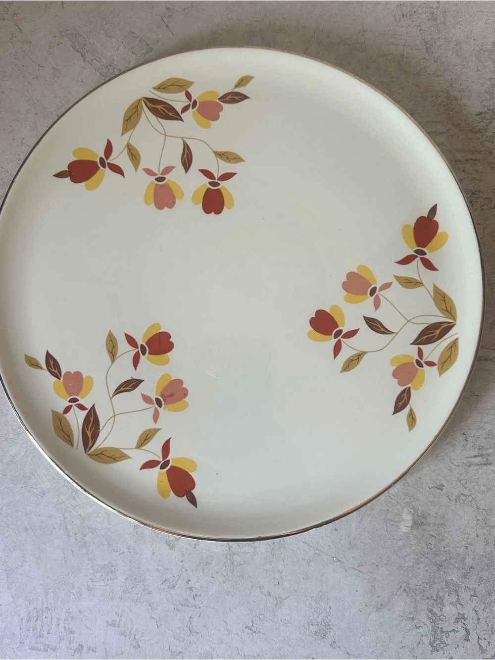 Vintage Superior Hall China Autumn Leaf Cake Plate Hot Plate Trivet 9.75” EUC